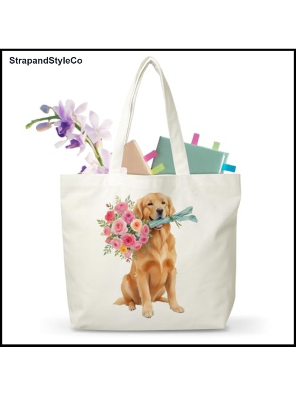 Canvas Dog Tote Bag Reusable Grocery Bag Lightweight